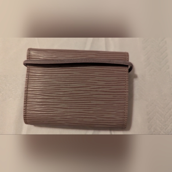 LOUIS VUITTON Epi Leather Elastic Loop Trifold Wallet with COA Taupe VGUC - Picture 2 of 13